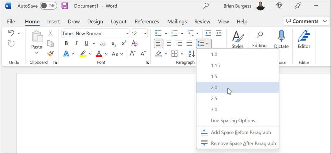 Abstand Verwenden Sie das mla-Format in Microsoft Word