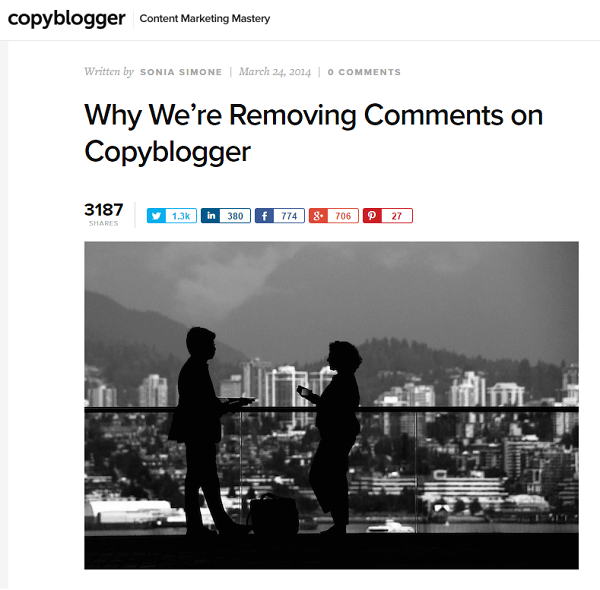 copyblogger hat Kommentare entfernt