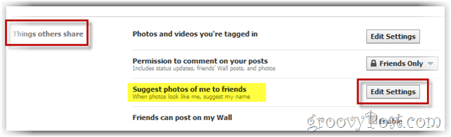 Facebook - Einstellungen für Gesichts-Tagging bearbeiten