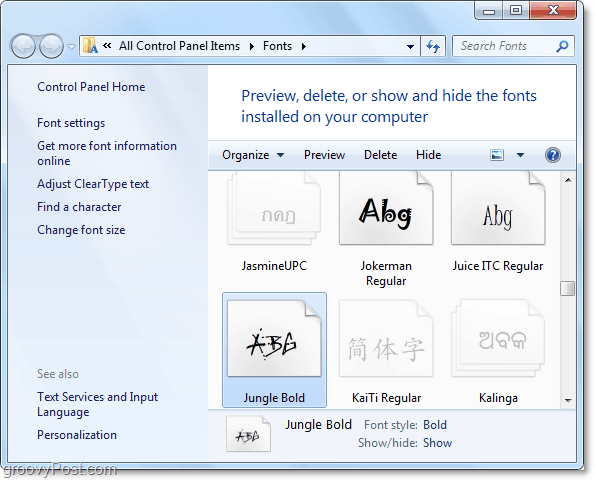 Ein Blick auf die Windows 7-Schriftartsteuerung