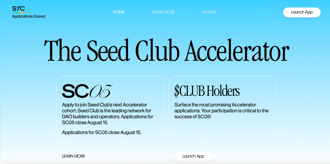 Seed-Club-Dao-Accelerator-Programm-Landingpage