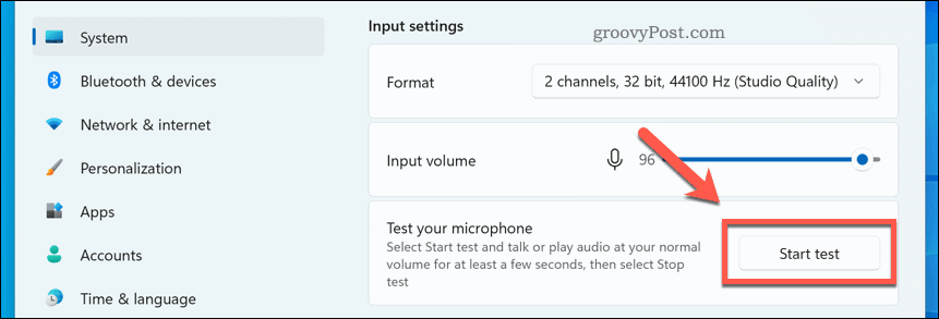 Starten eines Mikrofontests unter Windows 11