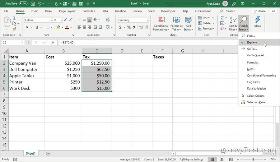 Ersetzen von Formelzeichen in Excel