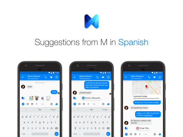 Facebook Messenger-Benutzer können jetzt Vorschläge von M in Englisch und Spanisch erhalten.