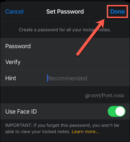 iphone passwort für notizen festlegen