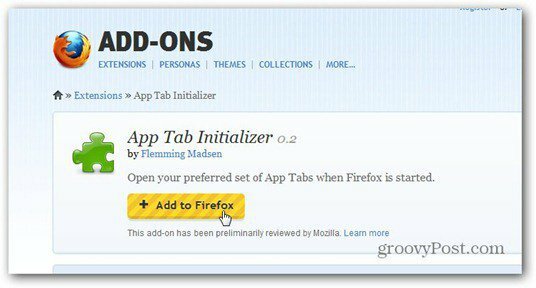 App Tab Initialisierer zu Firefox hinzufügen