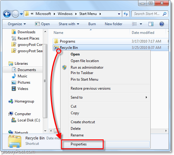 Passen Sie die Eigenschaften einer Verknüpfung in Windows 7 an