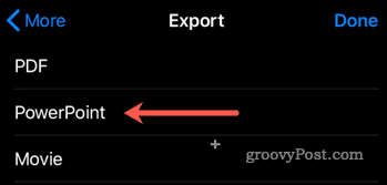Exportieren von Keynote nach PowerPoint unter iOS