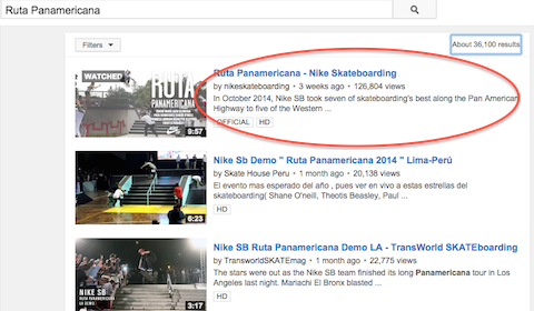 Nike Youtube Video in der Suche