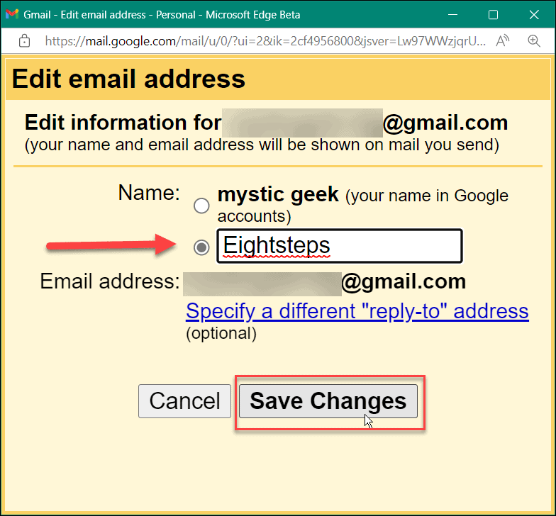 So ändern Sie den Namen in Google Mail