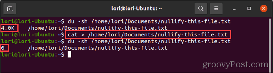 Umleitung zu devnull mit dem cat-Befehl in Linux