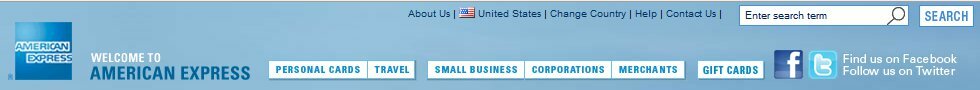 American Express Website-Header Social Media-Symbole