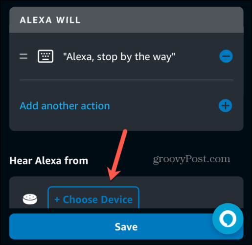 Alexa-App Gerät auswählen