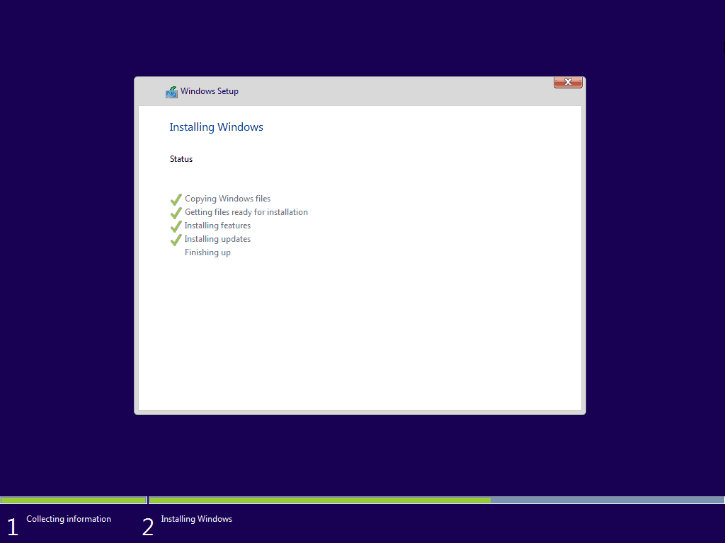11 Beenden der Windows 10-Neuinstallation