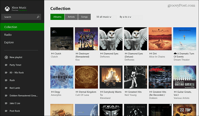Xbox Music App Album-Sammlung