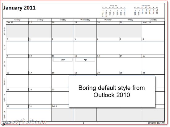 Gedruckter Outlook-Kalender