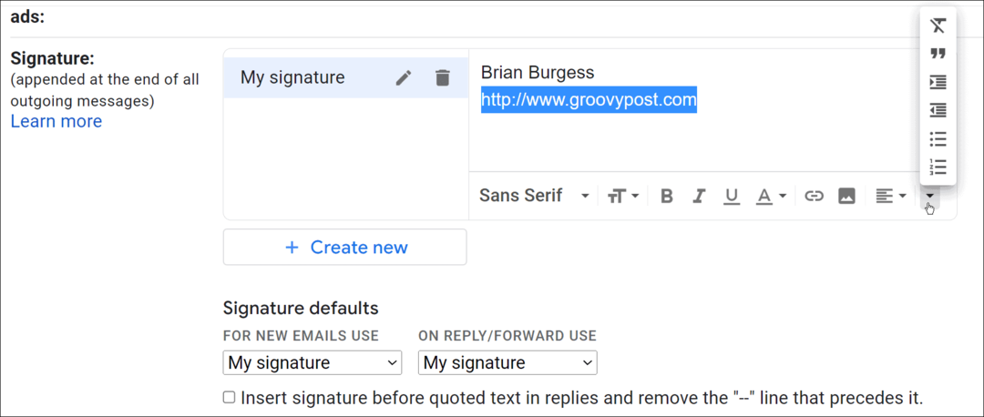 So ändern Sie die Signatur in Google Mail