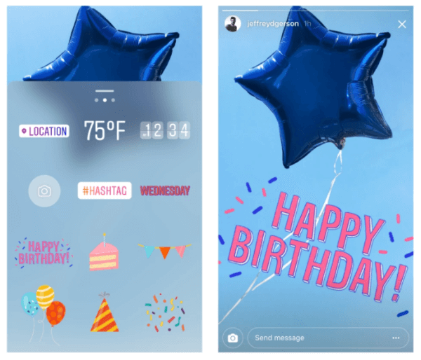 Instagram feiert ein Jahr Instagram Stories mit neuen Geburtstags- und Feieraufklebern.