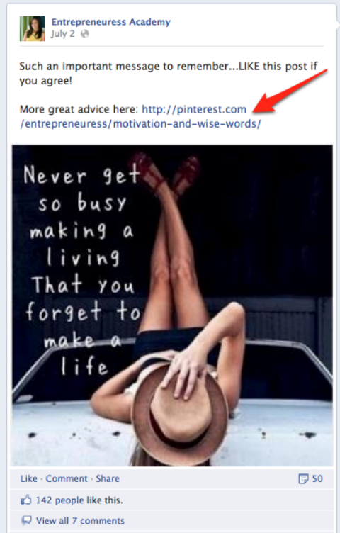Facebook Pinterest Board Beispiel