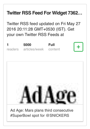 Fügen Sie den Twitter-Widget-RSS-Feed zu feedly hinzu