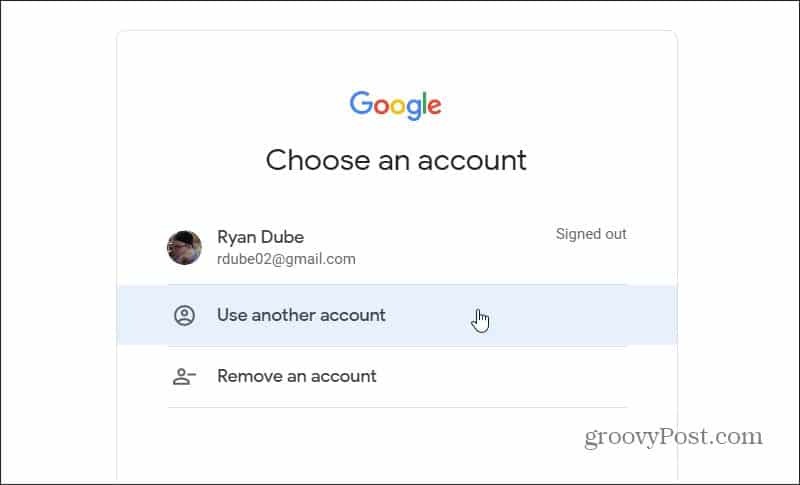 Benutze einen anderen Account