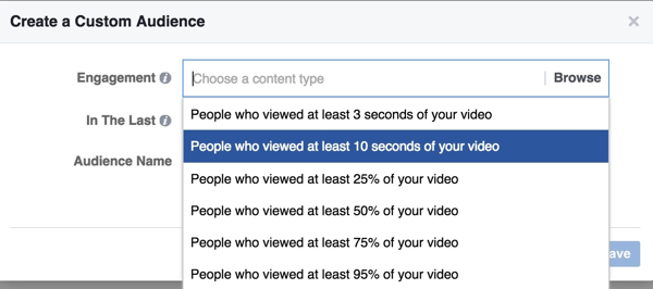 Benutzerdefiniertes Publikum für Facebook-Videos