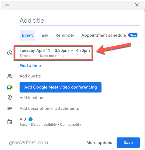 Datum und Uhrzeit des Google-Kalenders