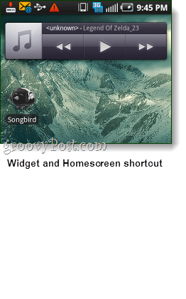 Songbird Android Widget und Shorcut Screenshot