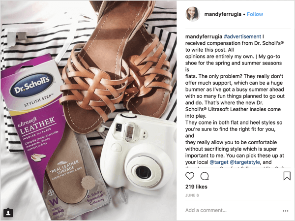 Mandy Ferrugia, eine Instagram-Influencerin für Schönheit und Lifestyle, hat in diesem gesponserten Beitrag für Dr. Scholls Einlegesohlen für Wohnungen geworben.