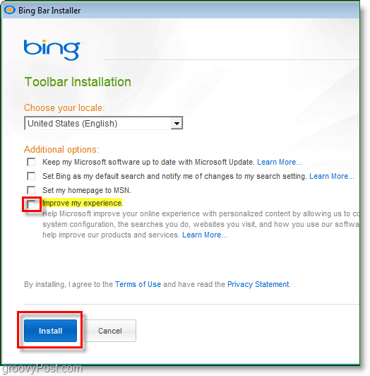 Wie installiere ich die Bing-Symbolleiste und deaktiviere die Funktion zur Verbesserung meiner Erfahrung.