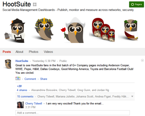 Google+ Seiten - HootSuite