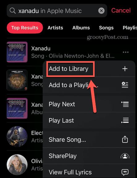 Apple-Musik zur Bibliothek hinzufügen