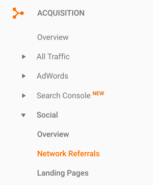 Navigieren Sie in Google Analytics zu "Netzwerkempfehlungen", um den Empfehlungsverkehr von LinkedIn zu ermitteln.