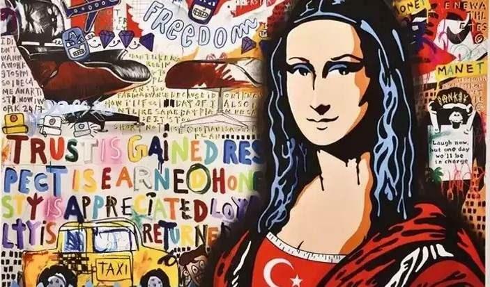 Mona Lisa mit türkischer Flagge