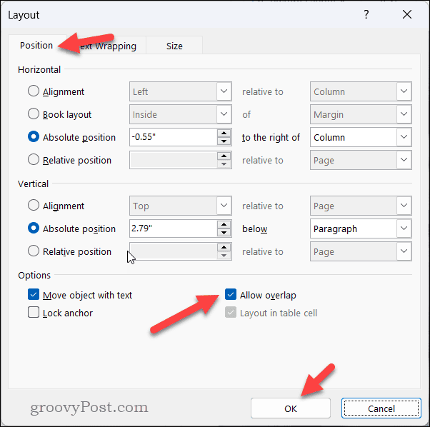 Bildüberlappung in Word zulassen