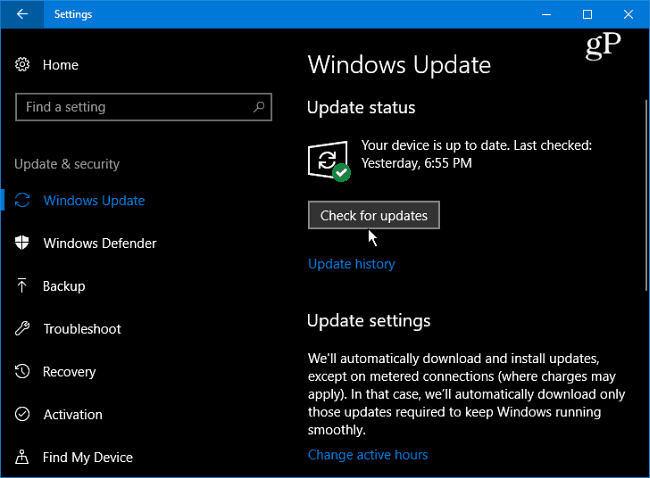 1 Windows 10 Nach Updates suchen