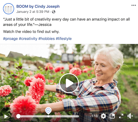 Facebook-Videopost für BOOM! von Cindy Joseph