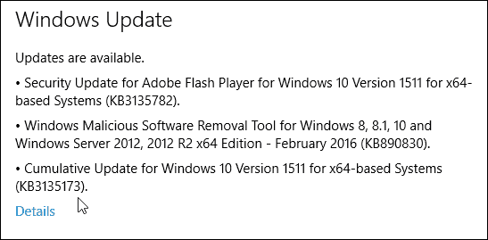 Windows 10 Cumulative Update KB3135173 Build 10586.104 Jetzt verfügbar