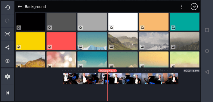 Wählen Sie die Hintergrundfarbe in der Kinemaster Mobile App