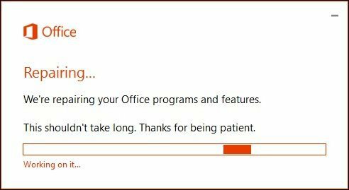 Reparatur von Office 365 3