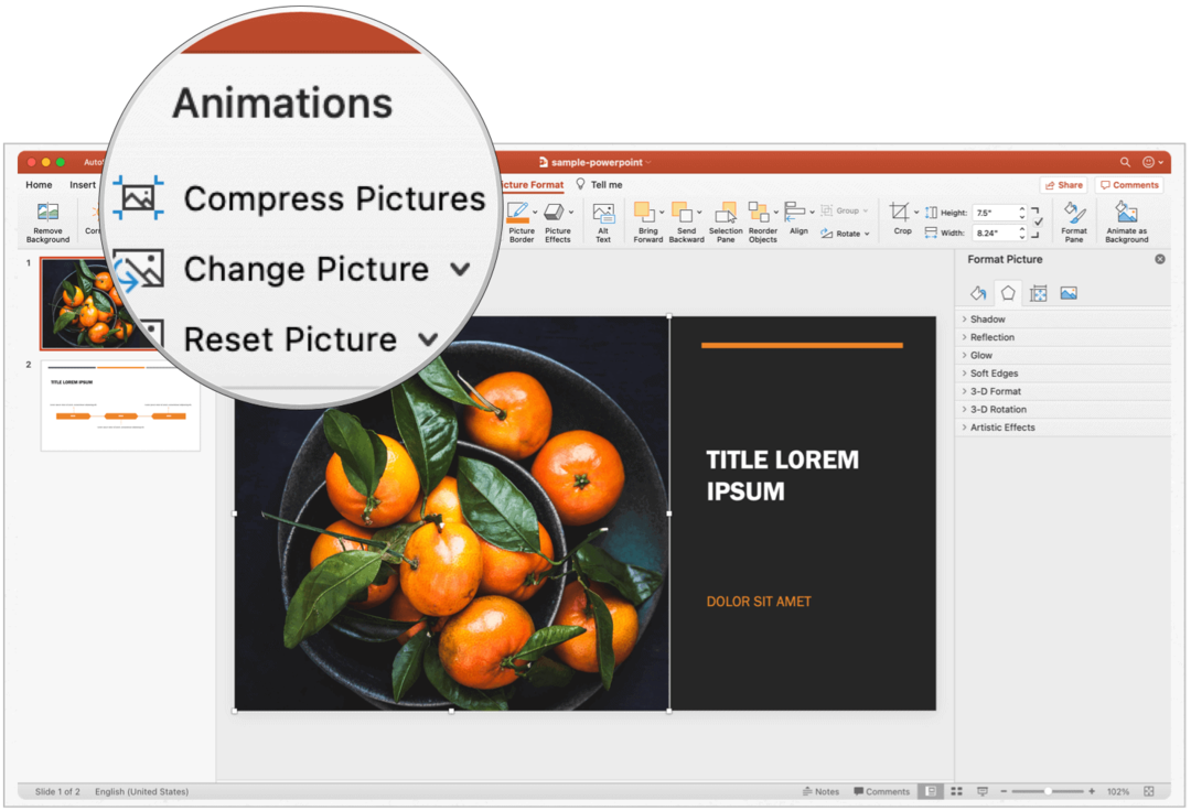 PowerPoint Mac komprimiert Bilder