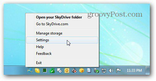 SkyDrive-Menü