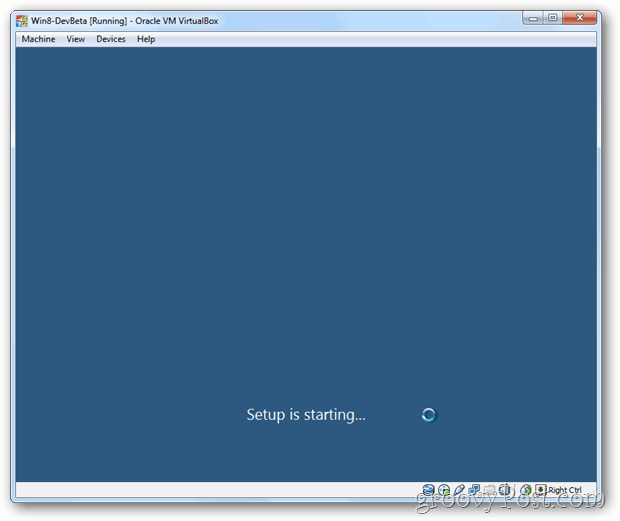 Das VirtualBox Windows 8-Setup wird gestartet