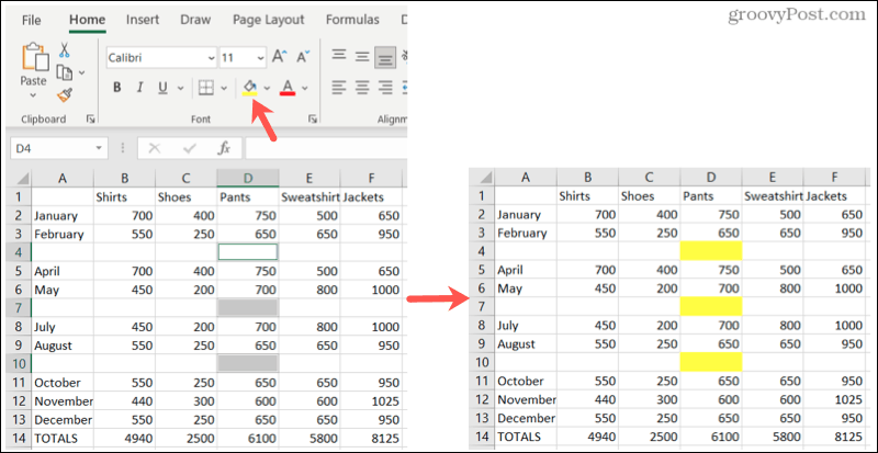 Markieren Sie Leerstellen in Excel