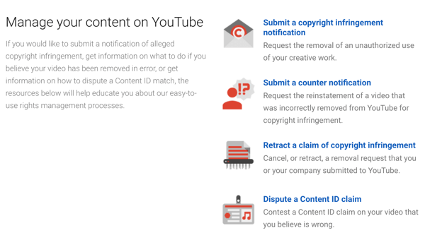YouTube hat Verfahren eingestellt, die Sie befolgen können, wenn jemand gegen Ihr Urheberrecht verstößt.