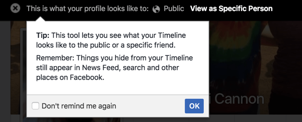 Verwenden Sie die Funktion Anzeigen als, um zu sehen, wie Ihr Facebook-Profil anderen angezeigt wird.