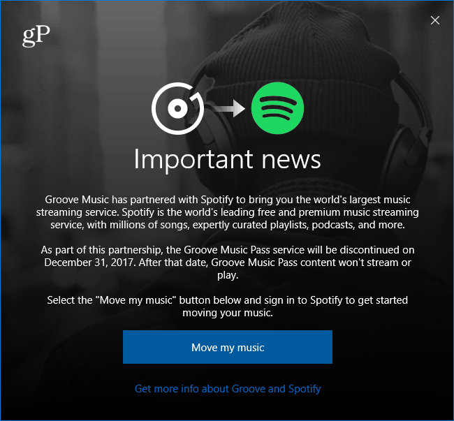Microsoft Groove Music wird auf Spotify-Nachricht verschoben