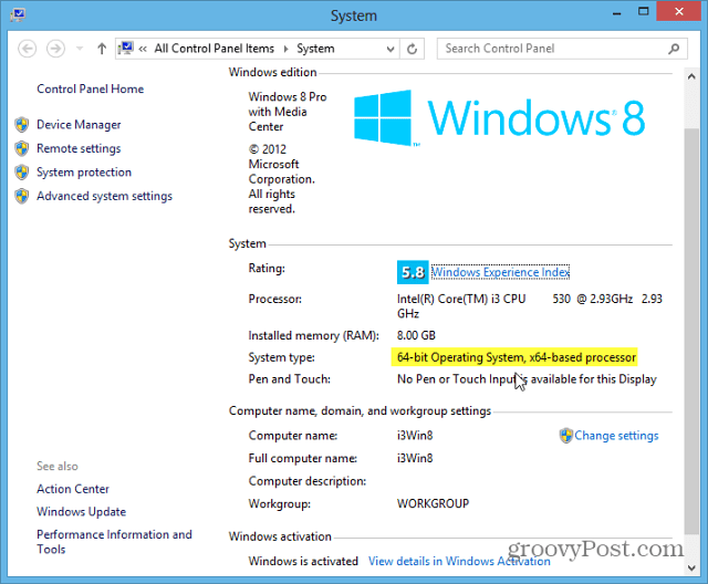 Windows 8-Systemtyp