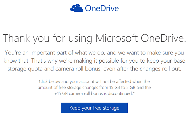 Behalten Sie OneDrive 15 GB Speicherplatz bei