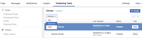 Facebook Publishing Tools Leinwand